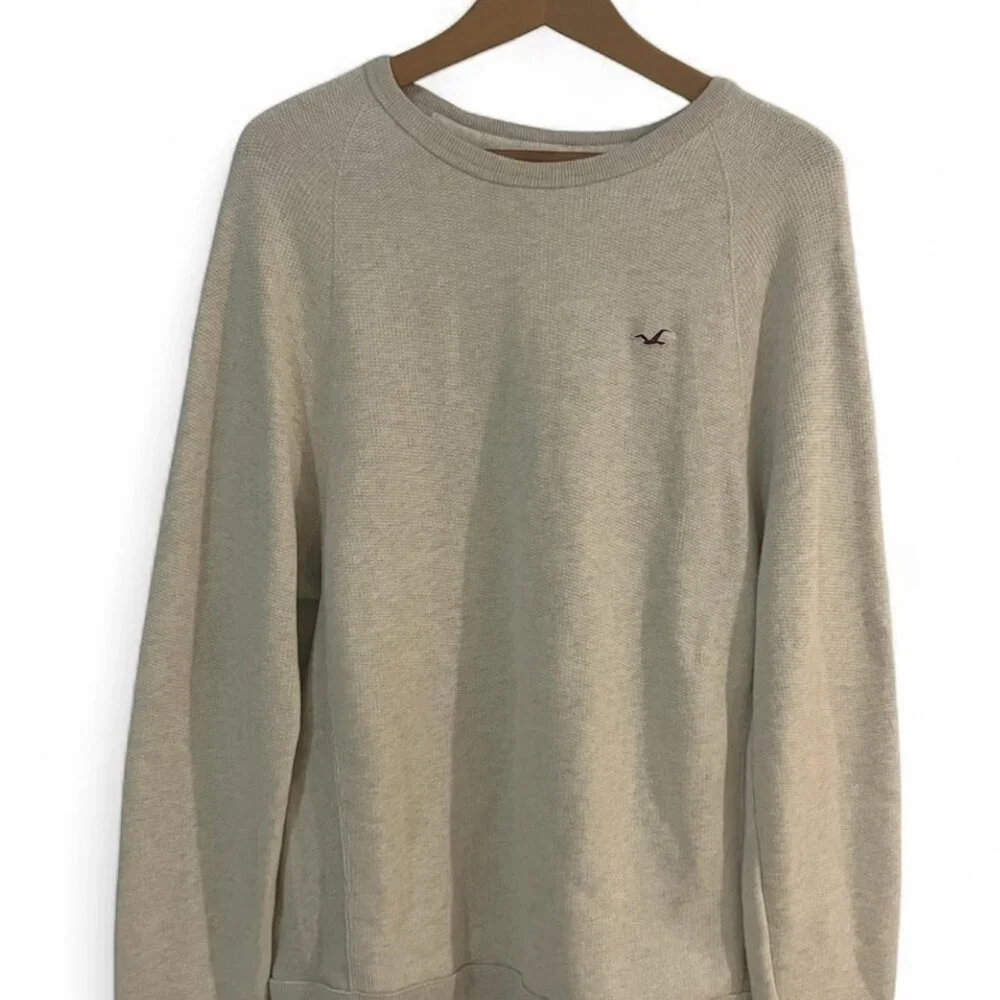 Hollister Beige Crewneck Sweatshirt Men’s Size L Classic Logo - Picture 6 of 7